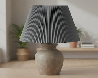 Dark Grey Pleated Empire Lampshade, Minimalist Modern Fabric Shade