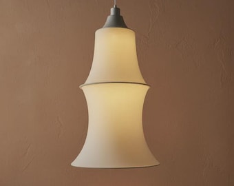 Pantalla de lámpara colgante Japandi de tela: Cubierta de luz colgante de luz suave con forma de reloj de arena de dos niveles