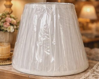 Pantalla de lámpara de tela blanca, pantalla cónica minimalista estilo imperio, cubierta de lámpara de estilo moderno y limpio