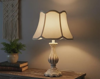 Faux Silk Scalloped Bell Lampshade, Cream UNO Fitter Table Lamp Shade