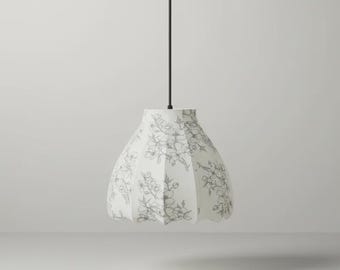 Abat-jour à suspension floral en tissu : forme de cloche festonnée, douce lueur diffuse, décoration vintage