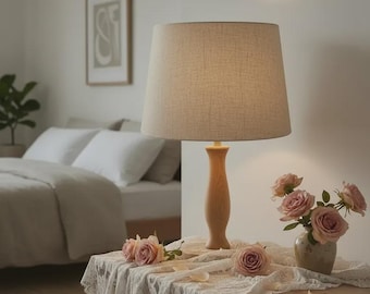 Pantalla de lámpara de tela de lino, pantalla de lámpara cilíndrica cónica, cubierta de luz color avena natural
