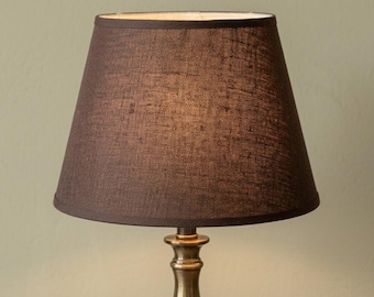 Pantalla de lámpara de mesa cónica estilo Imperio con textura de lino marrón cálido (6,3 x 9,8 x 7,5)