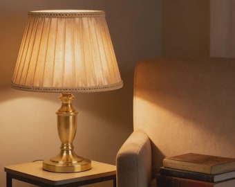 Pantalla de lámpara Empire plisada color oro champán, pantalla de tela Uno Fitter