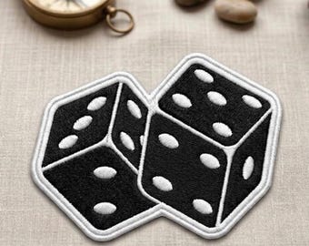 Lucky Dice Embroidered Patch – Retro Gambling Iron On Applique for Jacket, Hat, Backpack, Vest