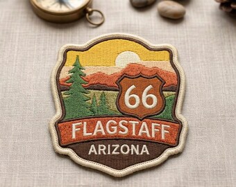 Route 66 Flagstaff Arizona Embroidered Patch – Vintage Desert Travel Badge