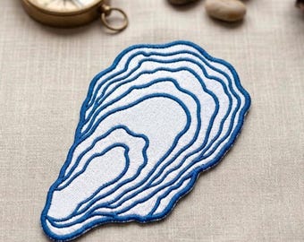 Oyster Embroidered Patch Coastal Ocean Aesthetic Badge for DIY Jackets Bags and Hats