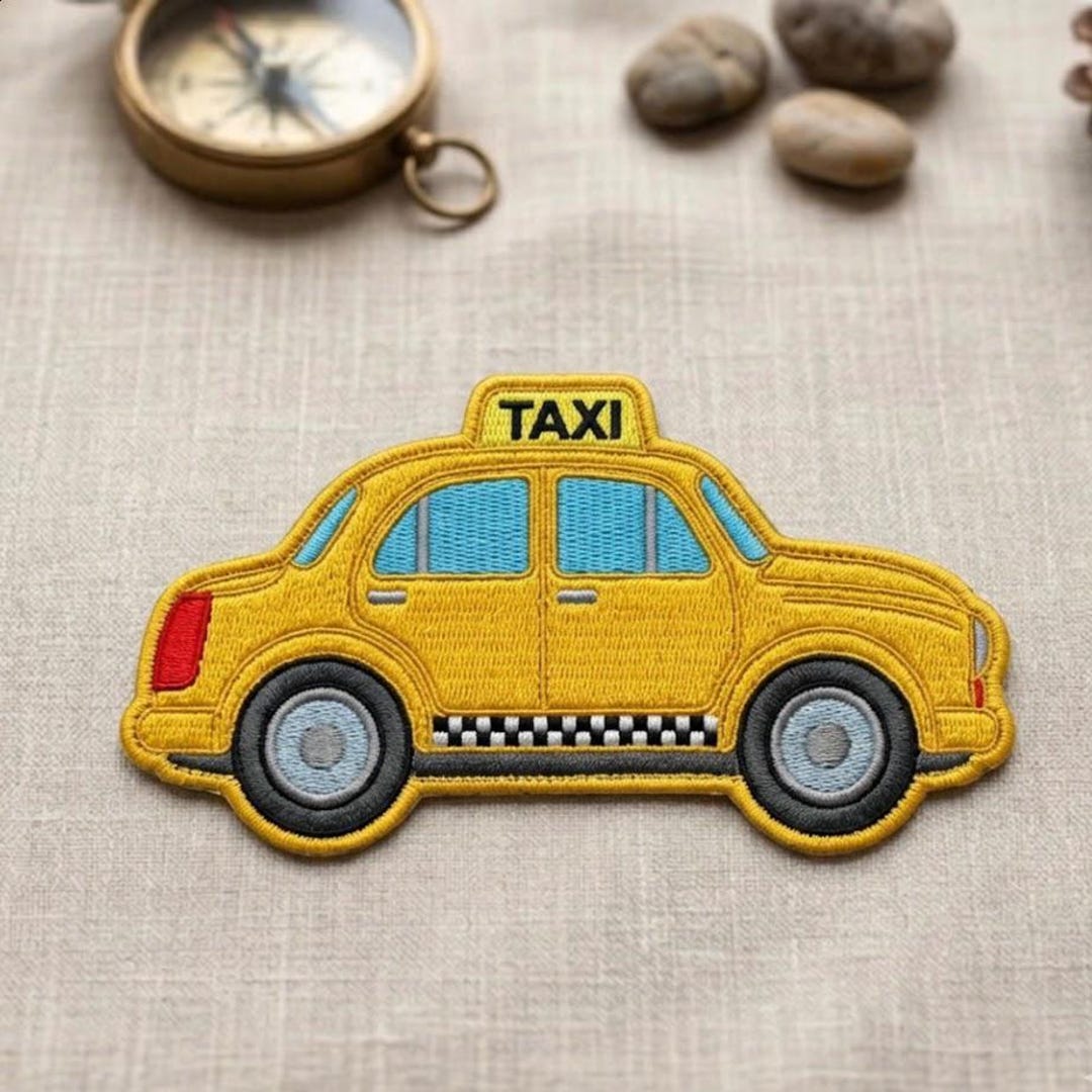 Retro Taxi Patch Yellow Cab Embroidered Iron on Cute City Car Patch for ...
