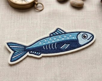 Blue Fish Embroidered Patch Ocean Aesthetic Badge for Jacket Backpack Hat