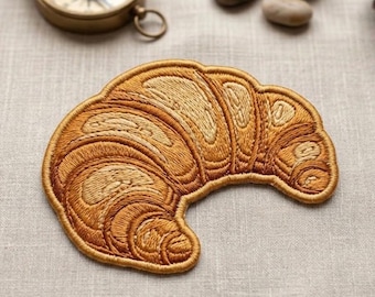 Croissant Embroidered Patch Iron On French Bakery Food Badge Backpack Jacket Applique