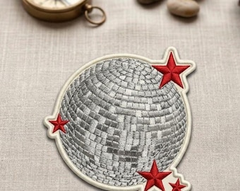 Disco Ball Embroidered Patch, Retro Y2K Iron On Patch, Cute Festival Jacket Patch
