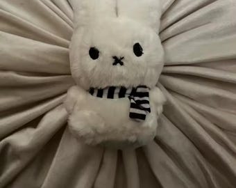 Cute Bunny Plush Keychain, Minimalist Rabbit Bag Charm, Soft Scarf Plushie, 10cm Gift