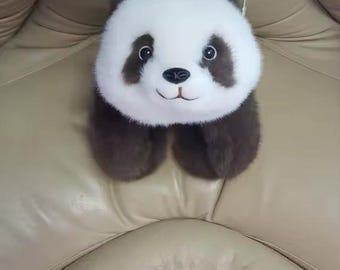 Handmade Realistic Panda Plush – 30cm Faux Fur Stuffed Animal | Soft Lifelike Collectible Toy | Unique Gift
