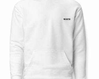 Sudadera con capucha unisex minimalista WORTH – Ropa urbana de algodón premium – Sudadera moderna