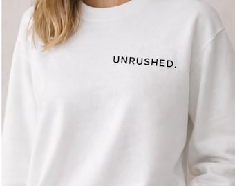 Sudadera minimalista de cuello redondo UNRUSHED, jersey estético acogedor, sudadera Soft Life, ropa minimalista neutra.