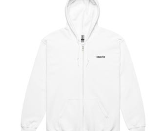 Sudadera con capucha y cremallera unisex TOLYW BALANCE: ropa urbana minimalista, forro polar suave, corte estándar