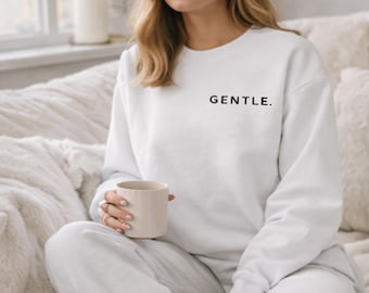 Sudadera GENTLE minimalista de cuello redondo, jersey estético acogedor, sudadera Soft Life, ropa minimalista neutra.