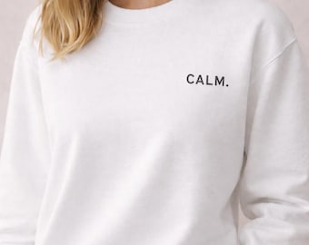 Sudadera CALM minimalista de cuello redondo, jersey estético acogedor, sudadera suave para el día a día, ropa minimalista neutra.