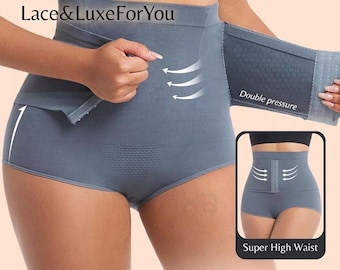 2 Piece Tummy Control Shapewear | High Waist Shaper Shorts + Waist Trainer Belt | Plus Size Body Shaper | Under Dress Slimming Underwear