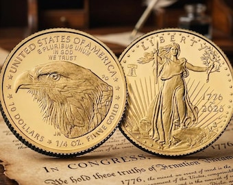 USA 250th Anniversary Gold Coin, 1776-2026 Liberty Commemorative Coin, American Eagle Metal Token, Patriotic Semiquincentennial Gift