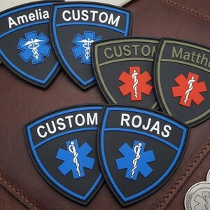 Custom Name PVC Patch, Medical Star of Life Badge, EMT Paramedic Shield Patches for Backpack vest, Personalized Nurse Doctor Morale Emblem