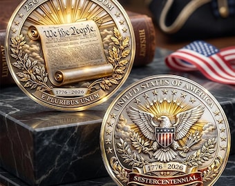 USA 250th Anniversary Challenge Coin, Semiquincentennial 1776-2026 Commemorative Medal, American Eagle We The People Coin, Patriotic