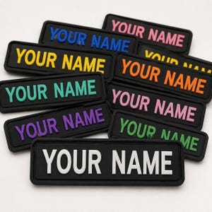 Custom Name PVC Patch, Personalized Name Tag Patch, Custom Morale Patch for Backpack Hat Jacket Hook and Loop