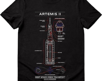 Artemis II raketritning SVG, månuppdrag PNG, Orion rymdfarkost teknisk design (digital nedladdning)