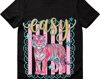 Enkel Tiger SVG, Rosa Coquette Tiger PNG, Retro Sublimeringsdesign (Digital Nedladdning)