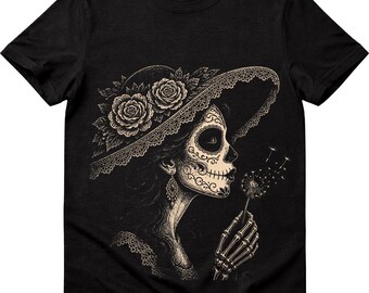 La Catrina SVG, Sockerskallekvinna PNG, Maskros Clipart (Digital Nedladdning)