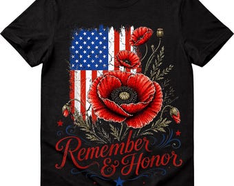 Remember Honor American Flag Poppies SVG (digital nedladdning)