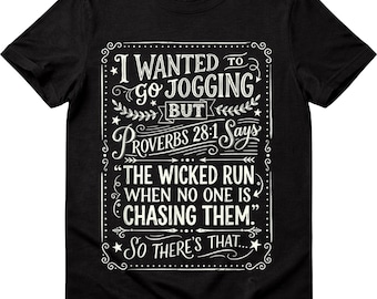 Kristen jogging SVG, Ordspråksboken 28:1, ond löpning PNG (digital nedladdning)