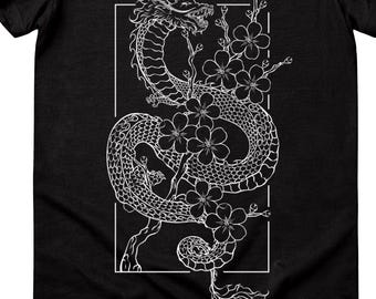 Japanese Dragon Cherry Blossom SVG Cut File, Asian Shirt Design