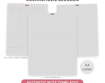 Cornell Notizen Vorlage, iPad GoodNotes Papier, Dark Academia Core, Melancholische Ästhetik, Poet Core Vibe