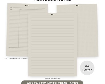 Cornell Notes Template, iPad GoodNotes Papier, Beige, Dark Academia, Vintage Bibliothek
