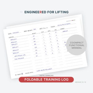 Simple Training Log for Lifters – Minimalist Gym Exercise Planner, PR Tracker (Digital Download)
