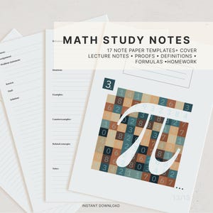 Math Study Notes Bundle, STEM Notebook Cover Template, Proof Definition Formula Sheet (Digital Download)