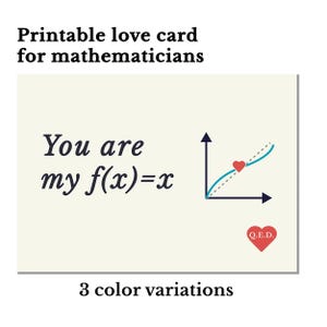 Printable Math Equation Love Card, Fixed Point, Nerdy Gift, Digital Download