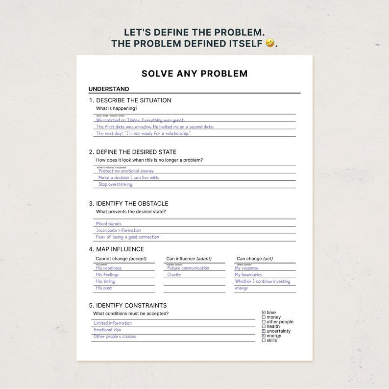 Problem Solving Practical Template – Decision Making Worksheet, ADHD friendly(Digital Download) image 2