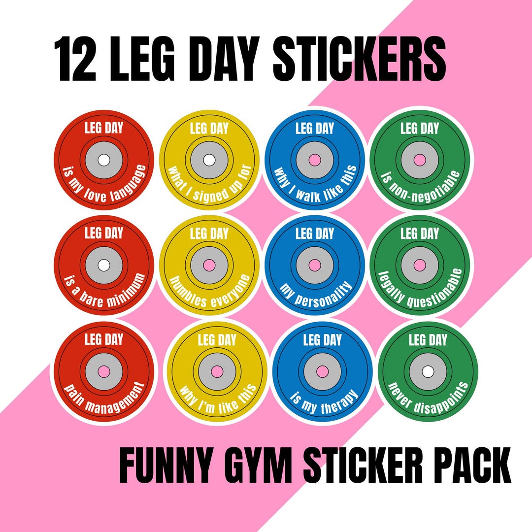 Red Leg Sticker 12 Funny Gym Stickers, Leg Day Sticker Pack, Digital Download - Etsy