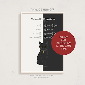 Maxwell Equation Physics Poster, Schrödinger’s Cat Classroom Decor, Funny Quantum Physics Pun Gift