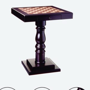 3-in-1 Chess Checkers Backgammon Table, Dark Cherry Wood Game Board with Storage