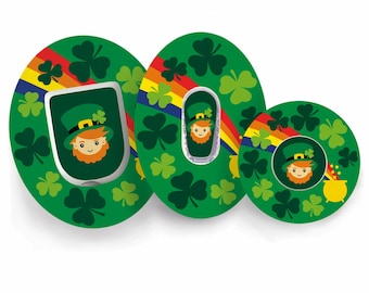 Parche de duende del Día de San Patricio para Freestyle Libre, Dexcom G6, G7, Omnipod y Medtronic - Adhesivo impermeable para diabetes con CGM