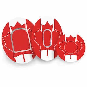 Canada Flag Maple Leaf CGM Sensor Patch | Freestyle Libre, Dexcom G7, Omnipod | T1D Sticker