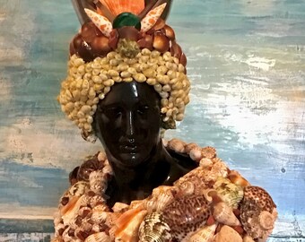 Black Neptune festooned in Orange /Brown Sea Shells