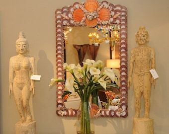 ORANGE Sea Shell Mirror.. inspired by  Grottos at VIZCAYA Museum &  Gardens