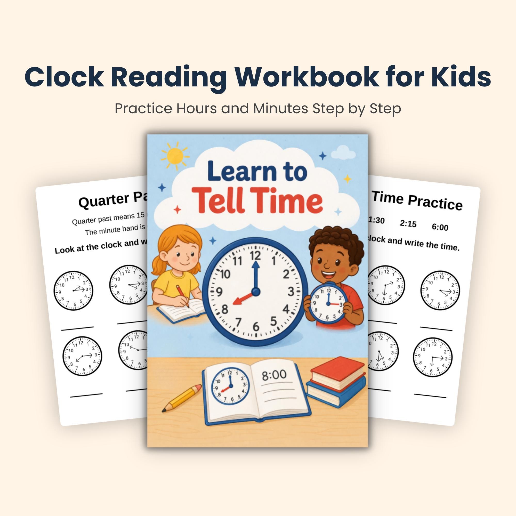 Telling Time Worksheets Grade 1, Clock Learning Practice, O'clock Half ...
