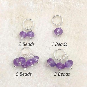 Tiny Amethyst Bead Charms, Gemstone 92.5 Sterling Silver Wire Wrapped Pendant, Jewelry Making Findings