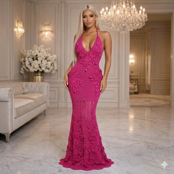 halter crochet maxi dress Halter Crochet Maxi Dress with Cutouts
