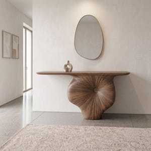 Sculptural Walnut Console Table, Organic Modern Entryway Furniture, Handmade Statement Wood Table